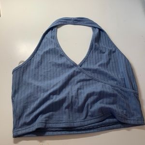 Blue Ribbed Halter Top